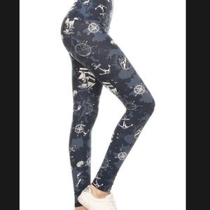Nautical Print Leggings, OS